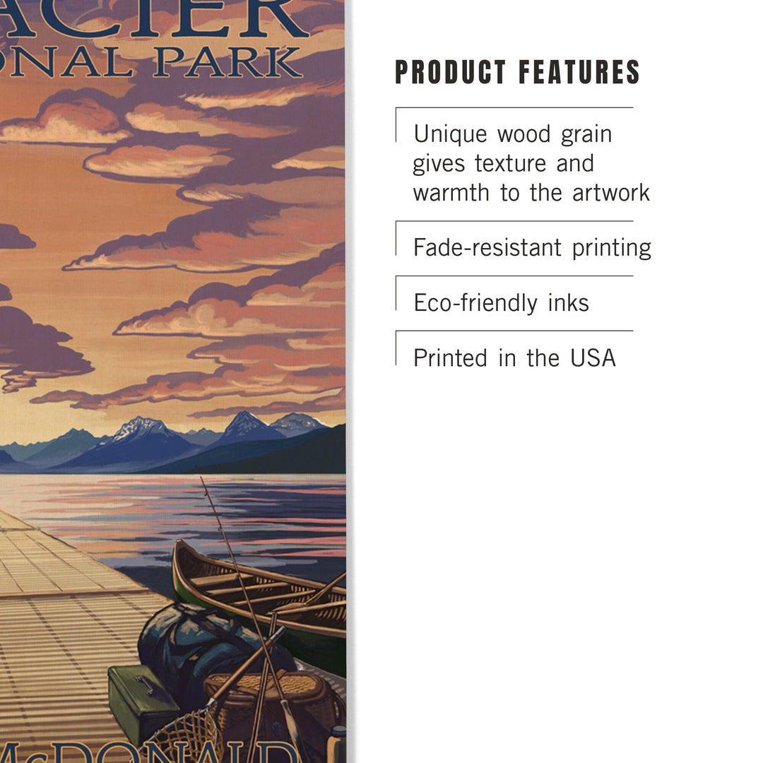 Glacier National Park, Montana, Lake McDonald, Lantern Press Artwork, Wood Signs and Postcards - Lantern Press