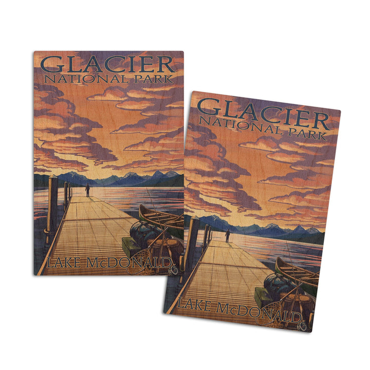 Glacier National Park, Montana, Lake McDonald, Lantern Press Artwork, Wood Signs and Postcards - Lantern Press