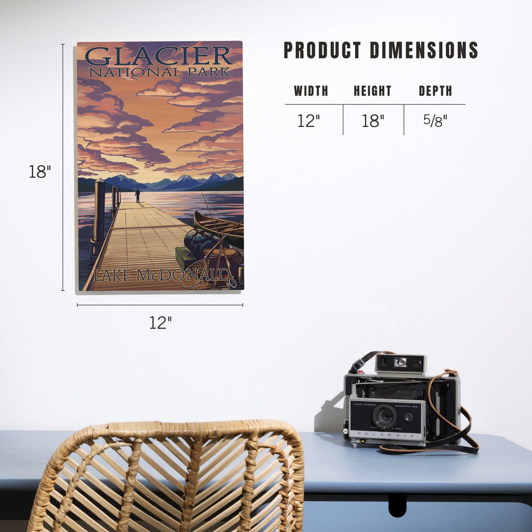 Glacier National Park, Montana, Lake McDonald, Lantern Press Artwork, Wood Signs and Postcards - Lantern Press