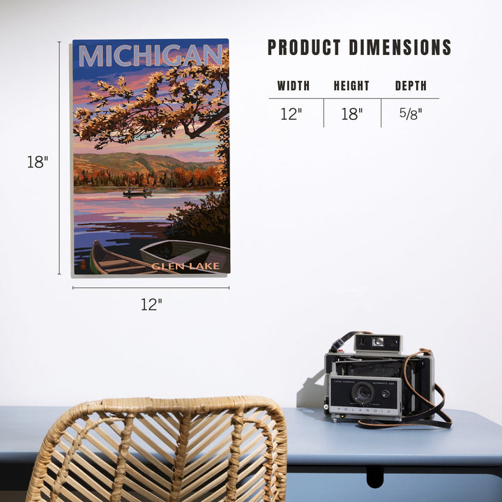 Glen Lake, Michigan, Lake Scene at Dusk, Lantern Press Artwork, Wood Signs and Postcards - Lantern Press