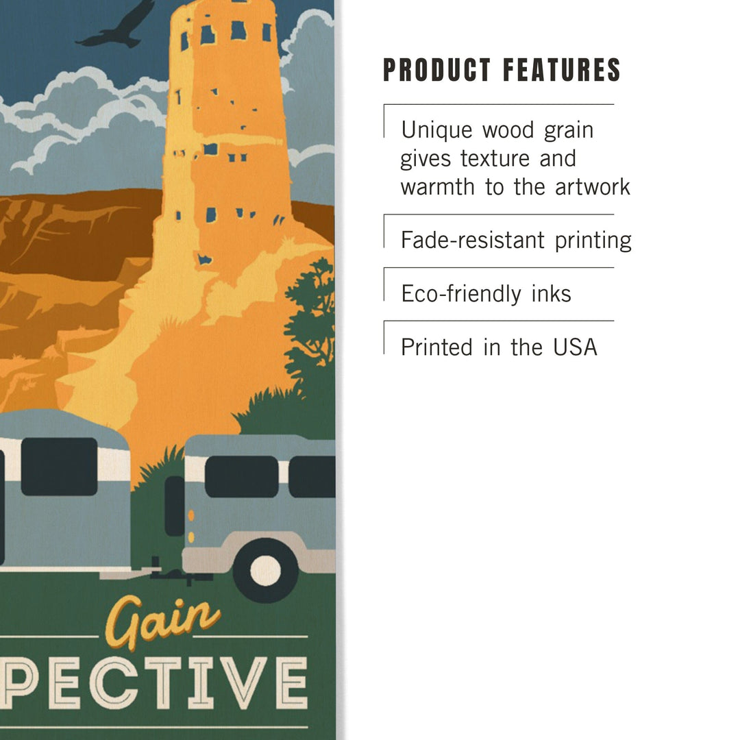 Grand Canyon National Park, Arizona, Gain Perspective, Vector Style, Lantern Press Artwork, Wood Signs and Postcards - Lantern Press