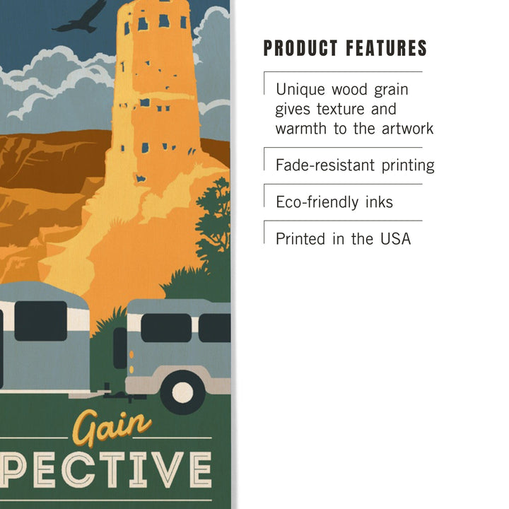 Grand Canyon National Park, Arizona, Gain Perspective, Vector Style, Lantern Press Artwork, Wood Signs and Postcards - Lantern Press