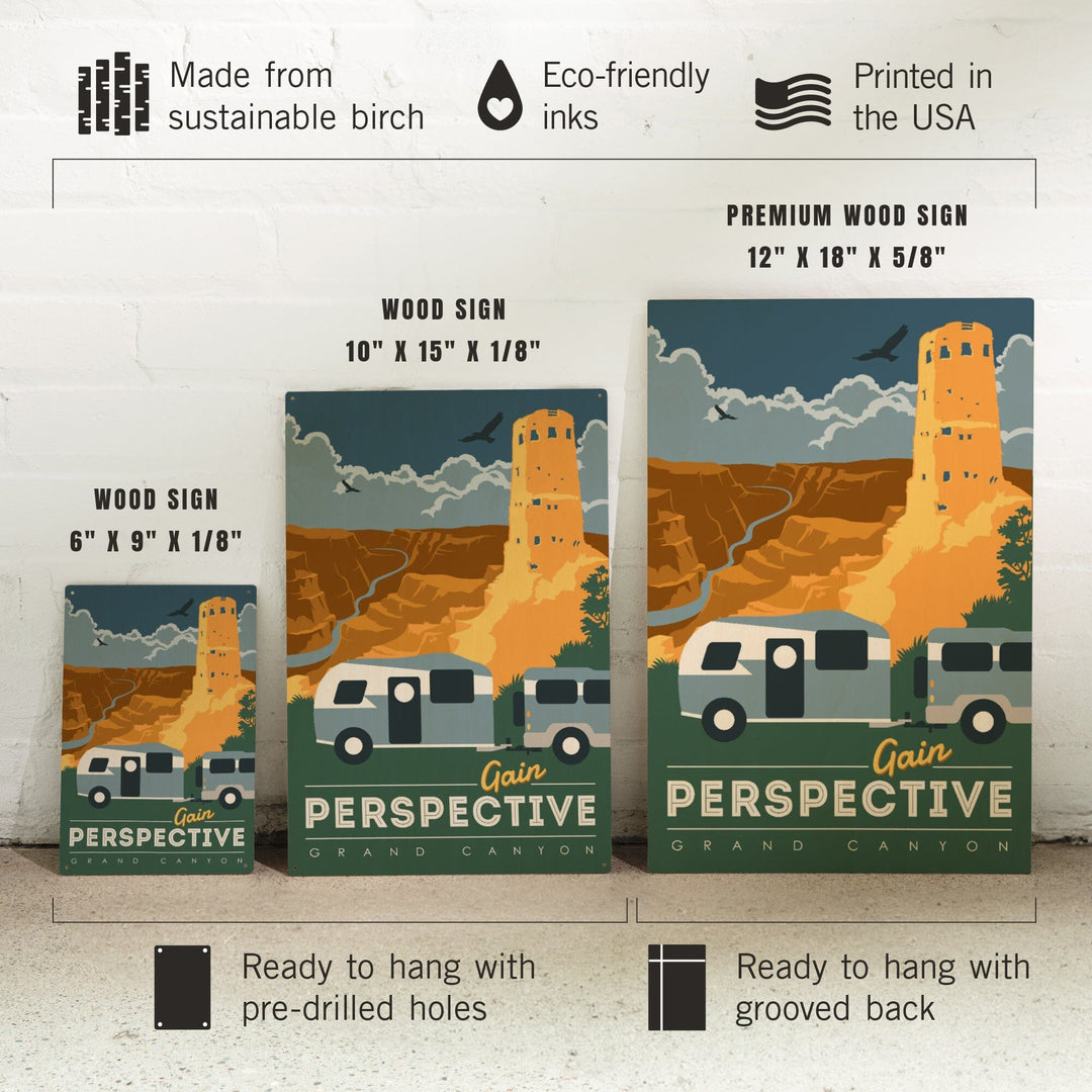 Grand Canyon National Park, Arizona, Gain Perspective, Vector Style, Lantern Press Artwork, Wood Signs and Postcards - Lantern Press