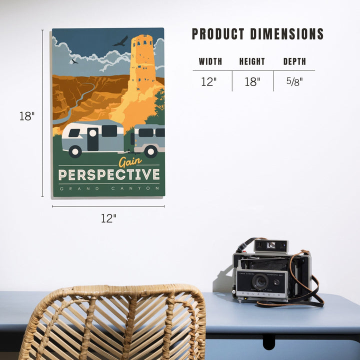 Grand Canyon National Park, Arizona, Gain Perspective, Vector Style, Lantern Press Artwork, Wood Signs and Postcards - Lantern Press