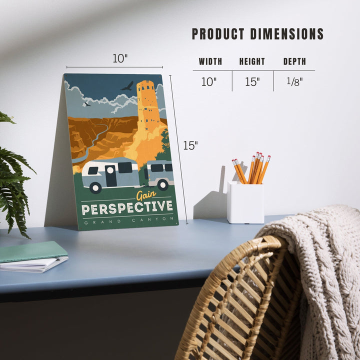 Grand Canyon National Park, Arizona, Gain Perspective, Vector Style, Lantern Press Artwork, Wood Signs and Postcards - Lantern Press