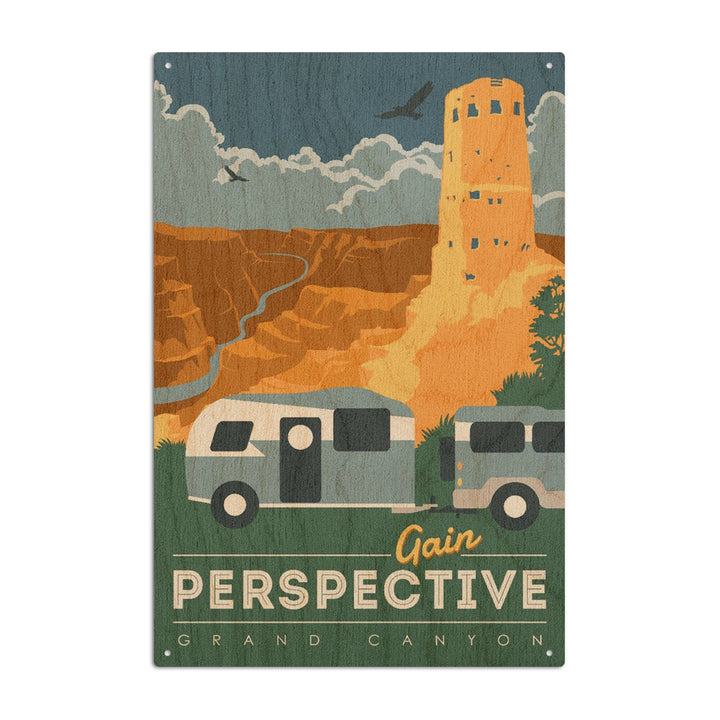 Grand Canyon National Park, Arizona, Gain Perspective, Vector Style, Lantern Press Artwork, Wood Signs and Postcards - Lantern Press