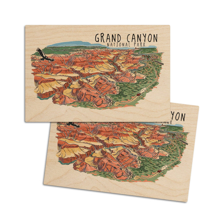 Grand Canyon National Park, Arizona, Line Drawing, Lantern Press Artwork, Wood Signs and Postcards - Lantern Press