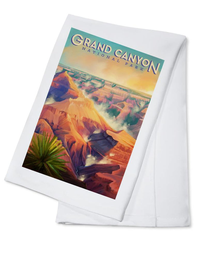 Grand Canyon National Park, Arizona, Oil Painting, Organic Cotton Kitchen Tea Towels - Lantern Press