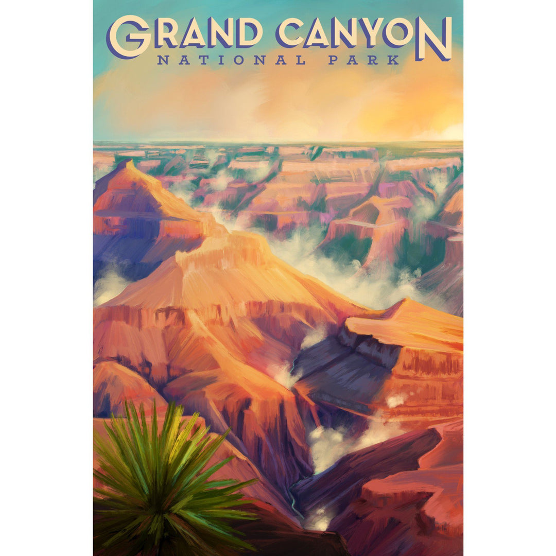 Grand Canyon National Park, Arizona, Oil Painting, Organic Cotton Kitchen Tea Towels - Lantern Press