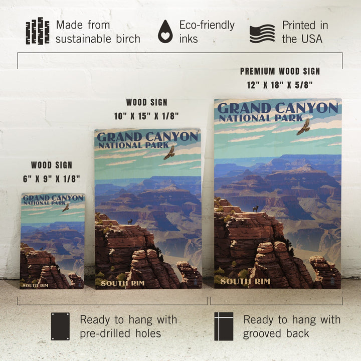 Grand Canyon National Park, Arizona, South Rim, Lantern Press Artwork, Wood Signs and Postcards - Lantern Press
