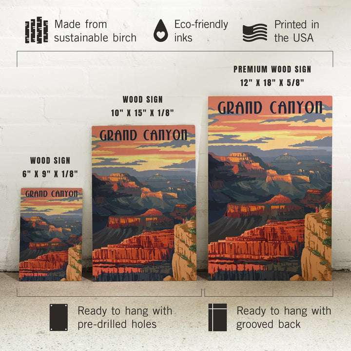Grand Canyon National Park, Arizona, Sunset View, Lantern Press Artwork, Wood Signs and Postcards - Lantern Press