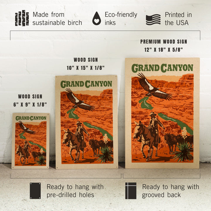Grand Canyon National Park, Arizona, Woodblock, Lantern Press Artwork, Wood Signs and Postcards - Lantern Press