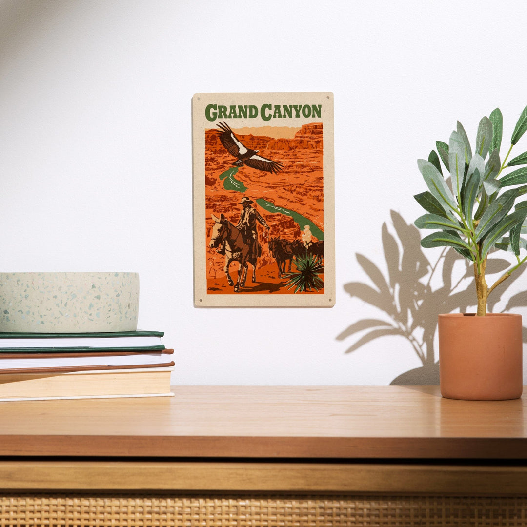 Grand Canyon National Park, Arizona, Woodblock, Lantern Press Artwork, Wood Signs and Postcards - Lantern Press