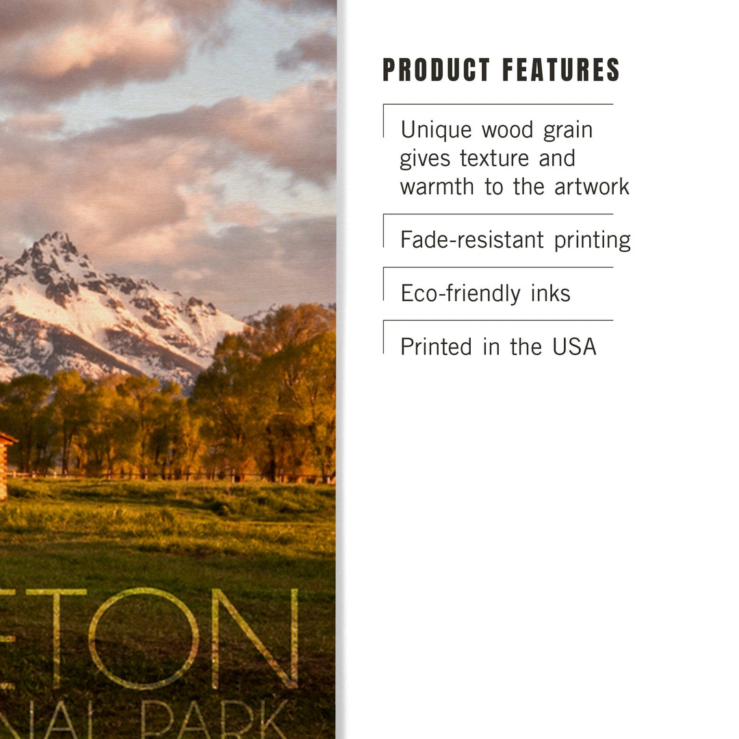Grand Teton National Park, Wyoming, Barn & Tree, Lantern Press Photography, Wood Signs and Postcards - Lantern Press