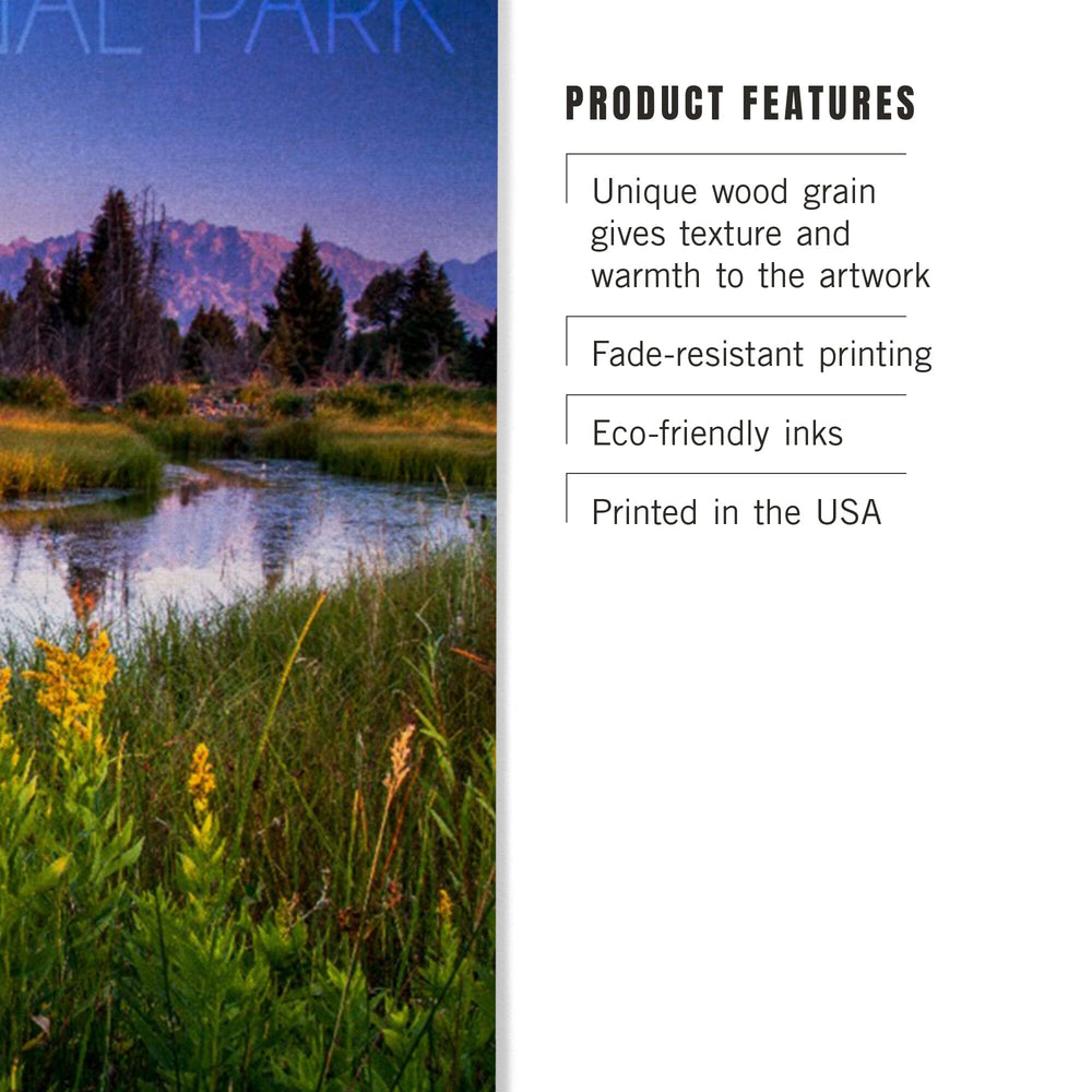 Grand Teton National Park, Wyoming, Flower Foreground, Lantern Press Photography, Wood Signs and Postcards - Lantern Press