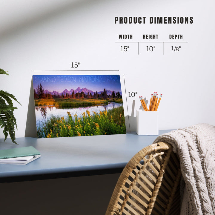 Grand Teton National Park, Wyoming, Flower Foreground, Lantern Press Photography, Wood Signs and Postcards - Lantern Press
