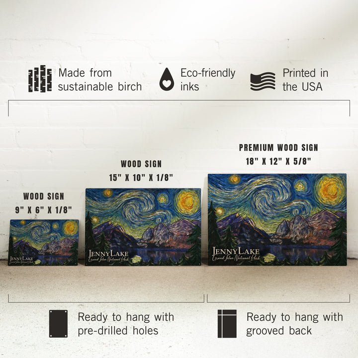 Grand Teton National Park, Wyoming, Jenny Lake, Starry Night National Park Series, Lantern Press Artwork, Wood Signs and Postcards - Lantern Press