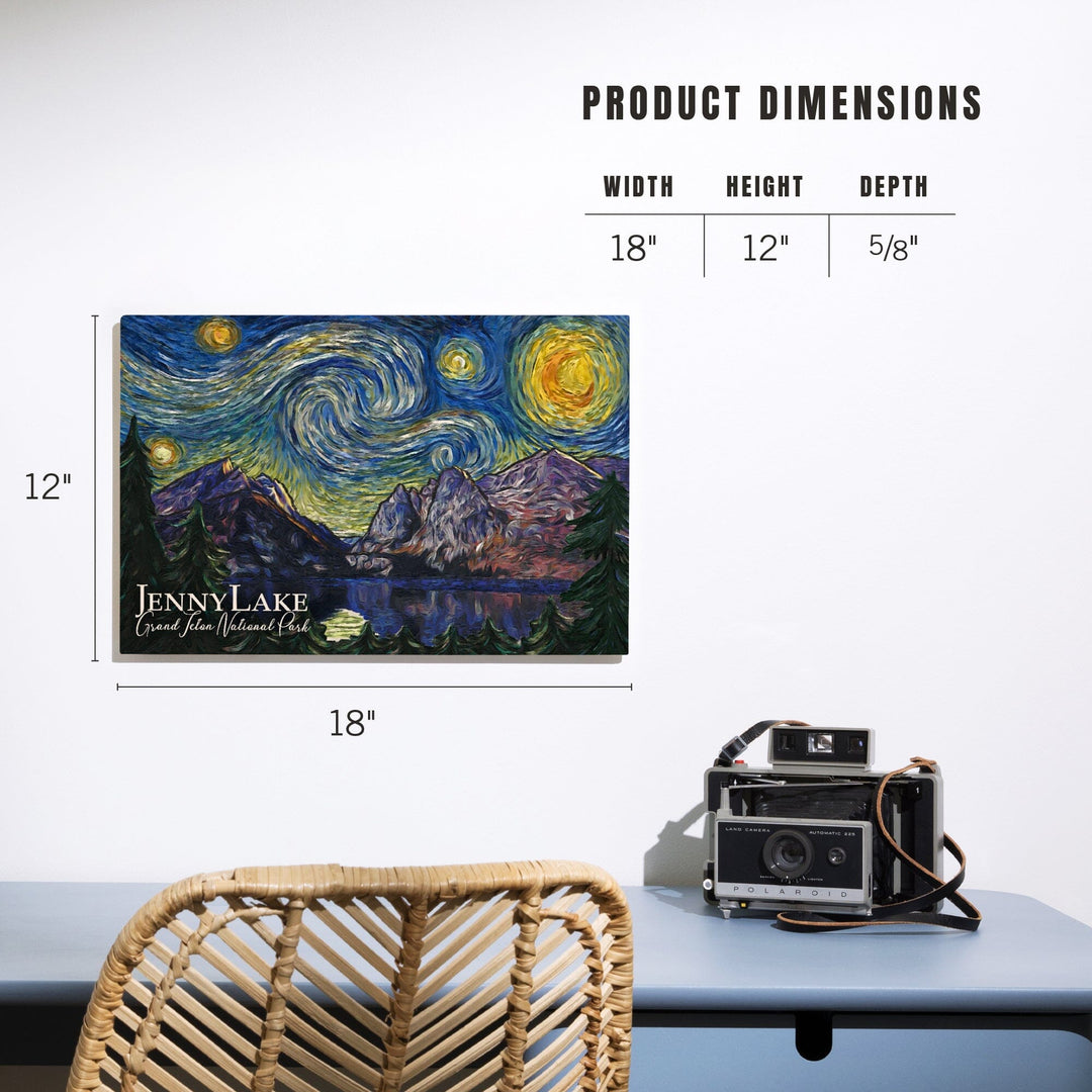 Grand Teton National Park, Wyoming, Jenny Lake, Starry Night National Park Series, Lantern Press Artwork, Wood Signs and Postcards - Lantern Press