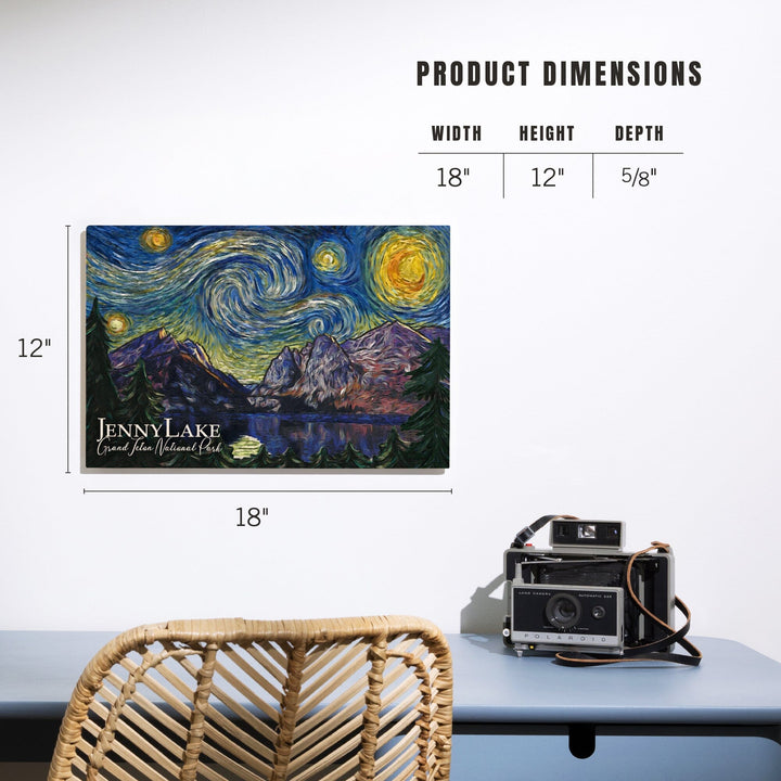 Grand Teton National Park, Wyoming, Jenny Lake, Starry Night National Park Series, Lantern Press Artwork, Wood Signs and Postcards - Lantern Press