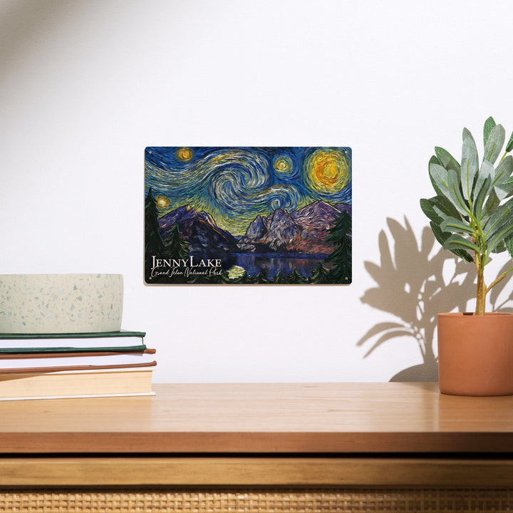 Grand Teton National Park, Wyoming, Jenny Lake, Starry Night National Park Series, Lantern Press Artwork, Wood Signs and Postcards - Lantern Press