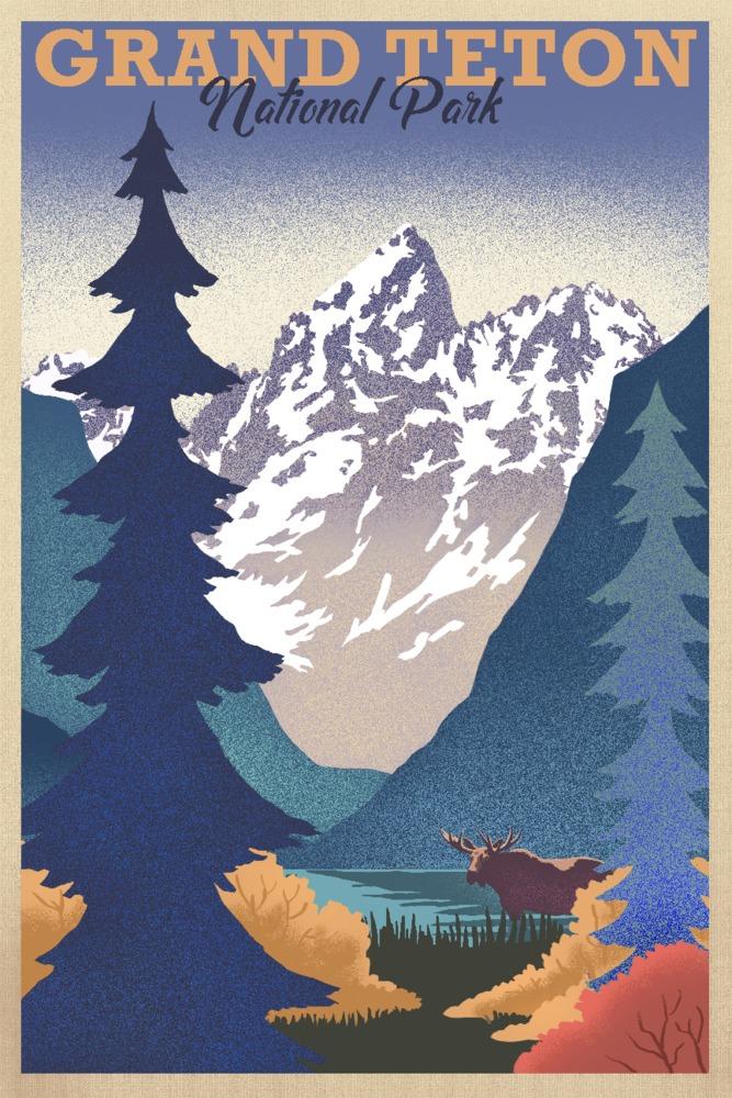 Grand Teton National Park, Wyoming, Lithograph, Art & Giclee Prints - Lantern Press