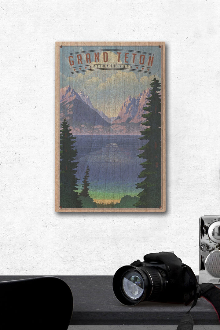 Grand Teton National Park, Wyoming, Lithograph National Park Series, Lantern Press Artwork, Wood Signs and Postcards - Lantern Press