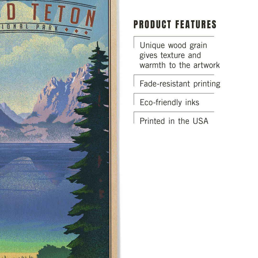 Grand Teton National Park, Wyoming, Lithograph National Park Series, Lantern Press Artwork, Wood Signs and Postcards - Lantern Press