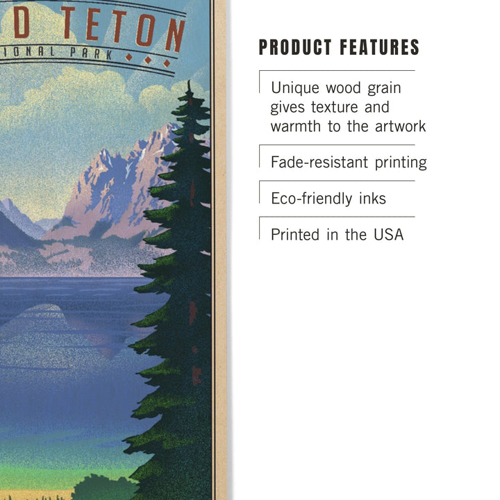 Grand Teton National Park, Wyoming, Lithograph National Park Series, Lantern Press Artwork, Wood Signs and Postcards - Lantern Press