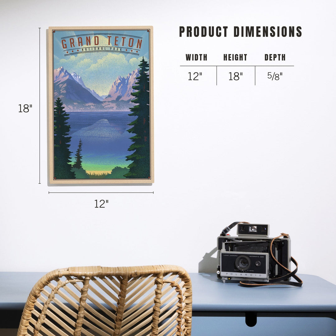 Grand Teton National Park, Wyoming, Lithograph National Park Series, Lantern Press Artwork, Wood Signs and Postcards - Lantern Press