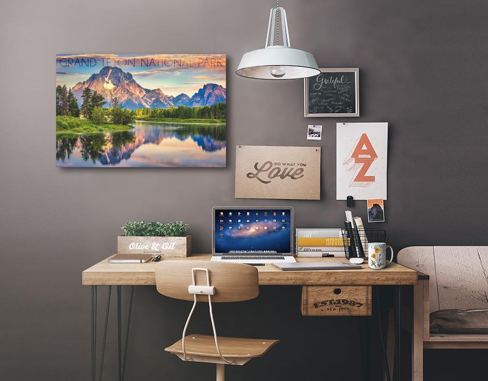 Grand Teton National Park, Wyoming, Sunrise & Snake River, Lantern Press Photography, Stretched Canvas - Lantern Press