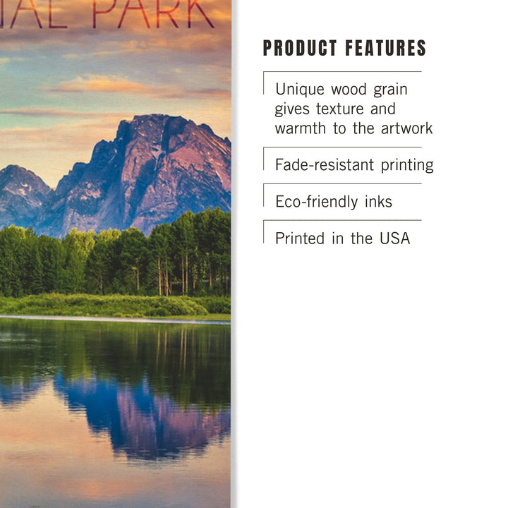 Grand Teton National Park, Wyoming, Sunrise & Snake River, Lantern Press Photography, Wood Signs and Postcards - Lantern Press