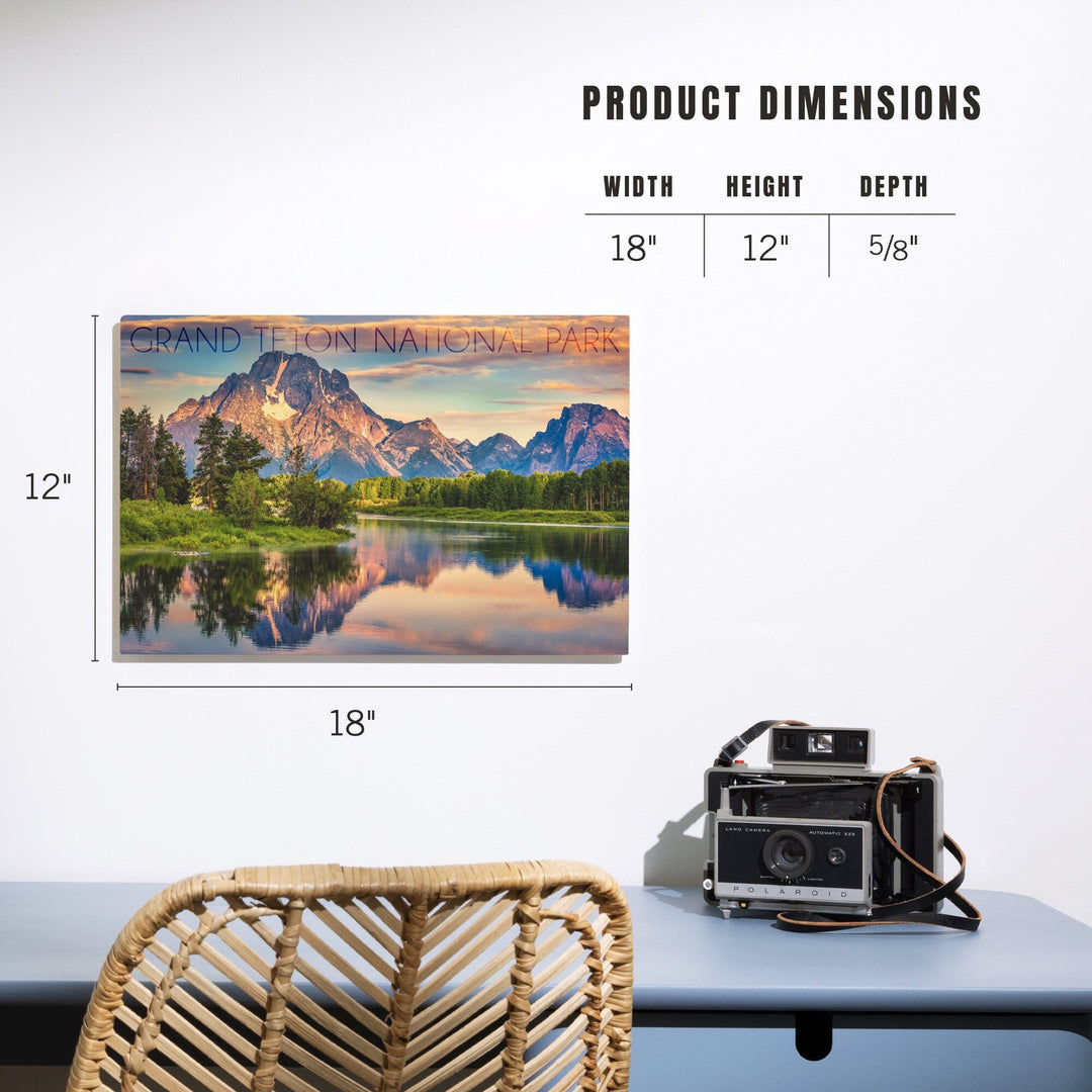 Grand Teton National Park, Wyoming, Sunrise & Snake River, Lantern Press Photography, Wood Signs and Postcards - Lantern Press