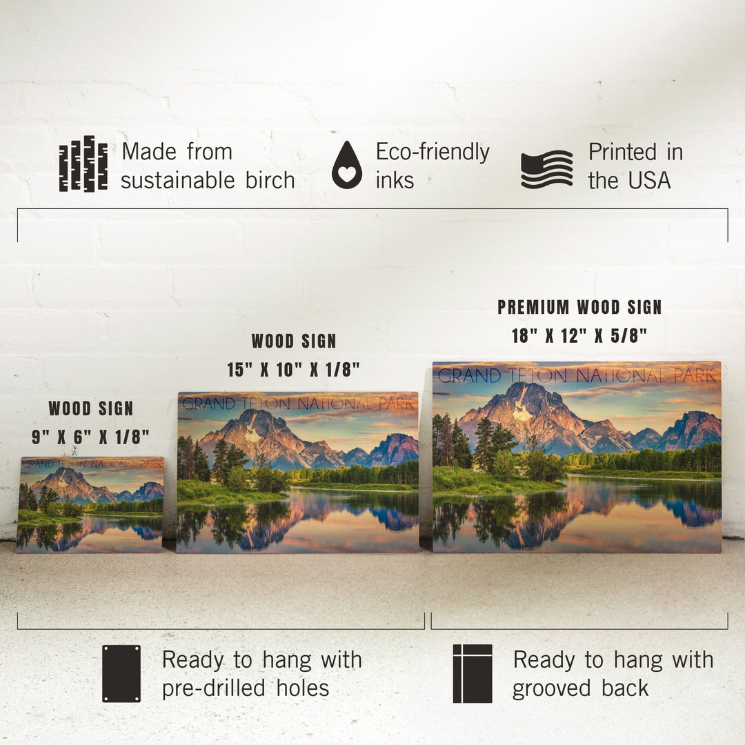 Grand Teton National Park, Wyoming, Sunrise & Snake River, Lantern Press Photography, Wood Signs and Postcards - Lantern Press