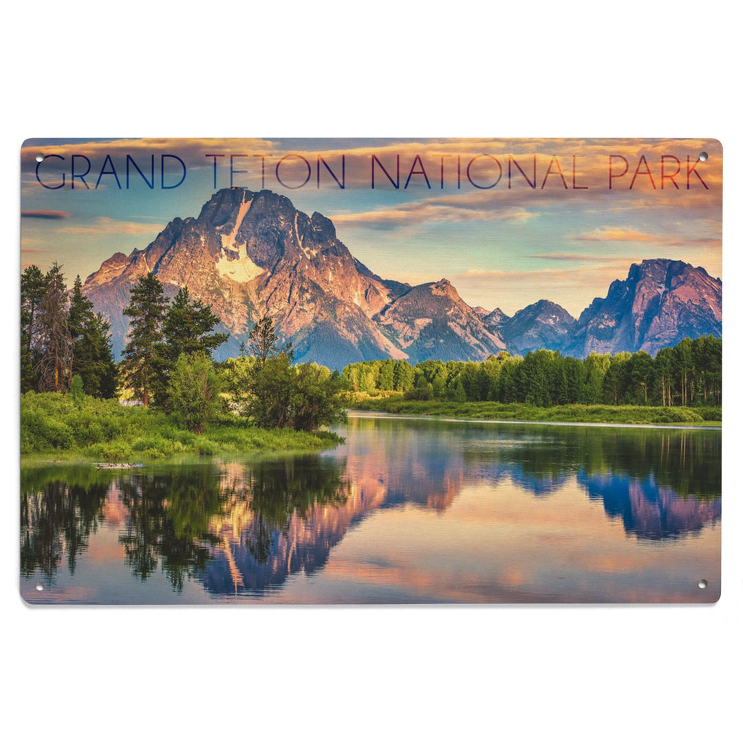 Grand Teton National Park, Wyoming, Sunrise & Snake River, Lantern Press Photography, Wood Signs and Postcards - Lantern Press
