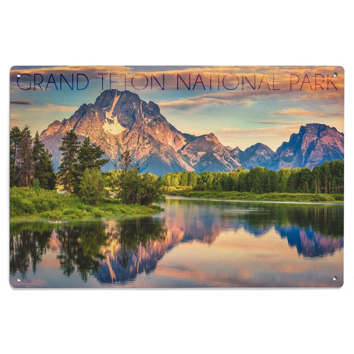 Grand Teton National Park, Wyoming, Sunrise & Snake River, Lantern Press Photography, Wood Signs and Postcards - Lantern Press