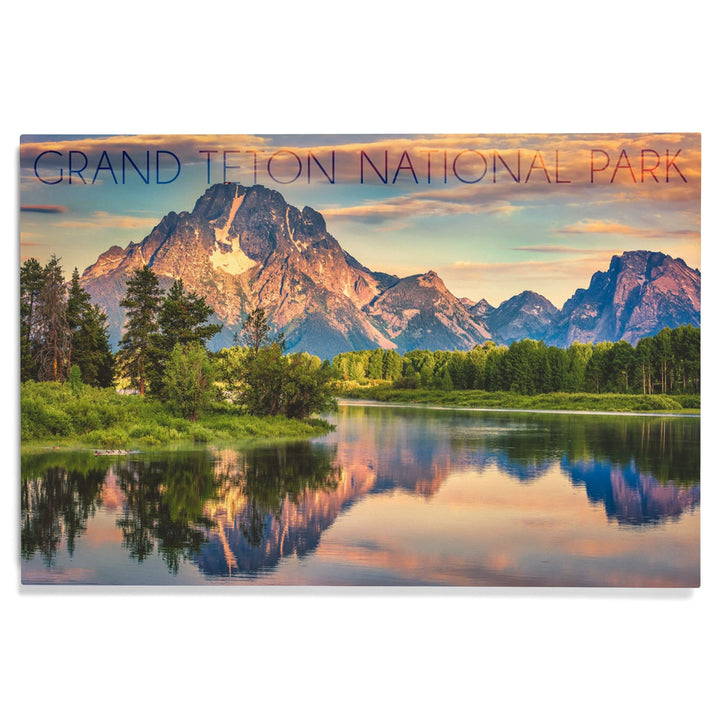 Grand Teton National Park, Wyoming, Sunrise & Snake River, Lantern Press Photography, Wood Signs and Postcards - Lantern Press