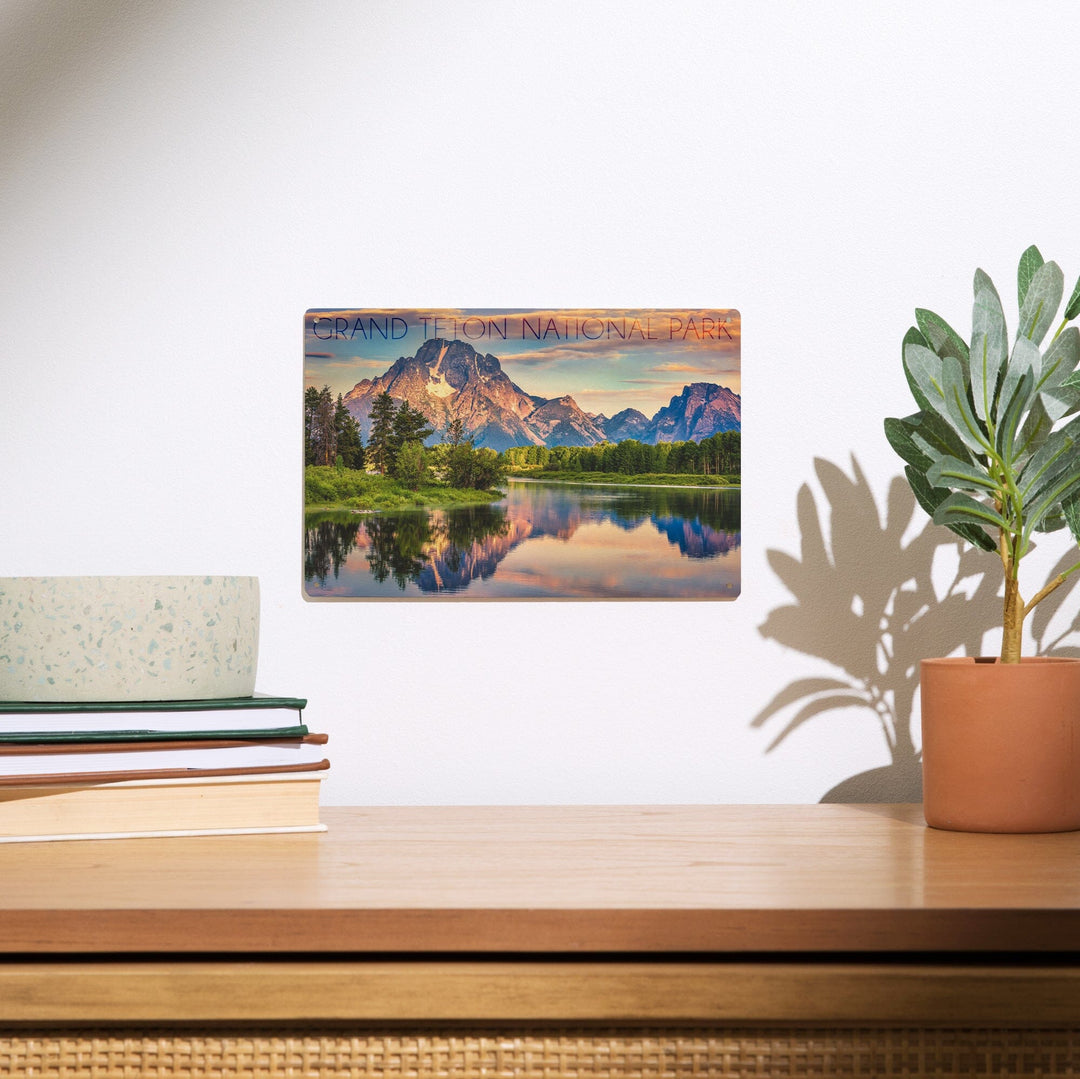 Grand Teton National Park, Wyoming, Sunrise & Snake River, Lantern Press Photography, Wood Signs and Postcards - Lantern Press