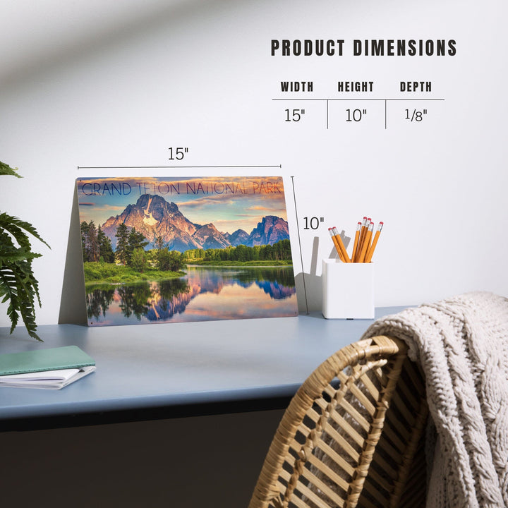 Grand Teton National Park, Wyoming, Sunrise & Snake River, Lantern Press Photography, Wood Signs and Postcards - Lantern Press