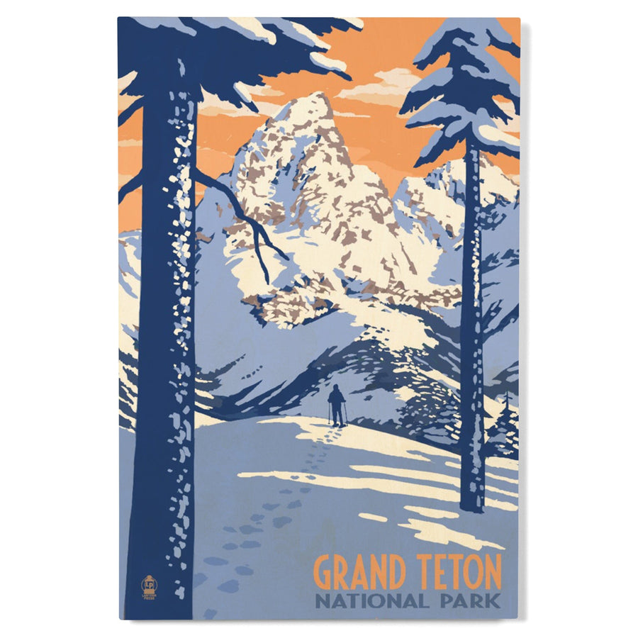 Grand Teton National Park, Wyoming, Winter Scene, Lantern Press Artwork, Wood Signs and Postcards - Lantern Press