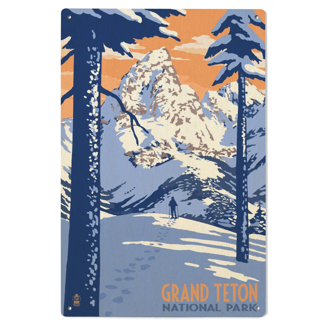 Grand Teton National Park, Wyoming, Winter Scene, Lantern Press Artwork, Wood Signs and Postcards - Lantern Press