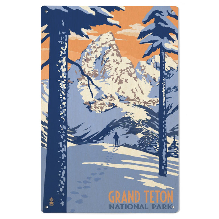 Grand Teton National Park, Wyoming, Winter Scene, Lantern Press Artwork, Wood Signs and Postcards - Lantern Press