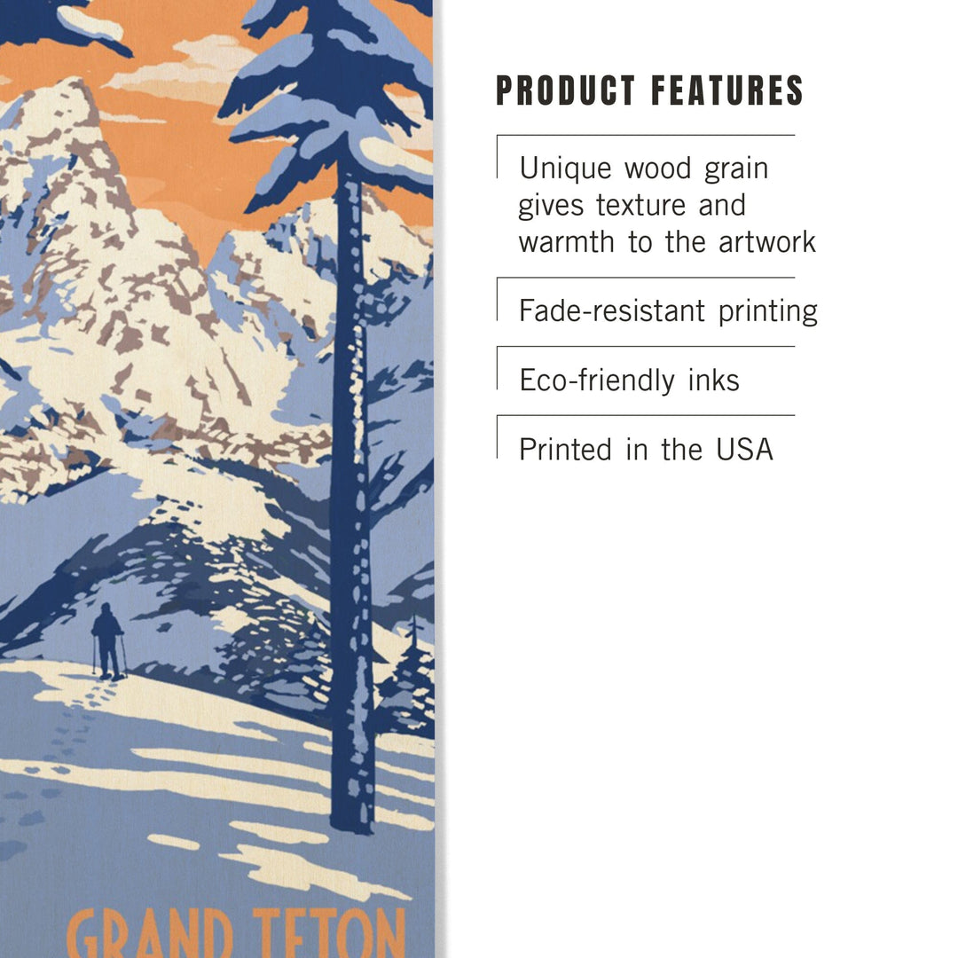 Grand Teton National Park, Wyoming, Winter Scene, Lantern Press Artwork, Wood Signs and Postcards - Lantern Press