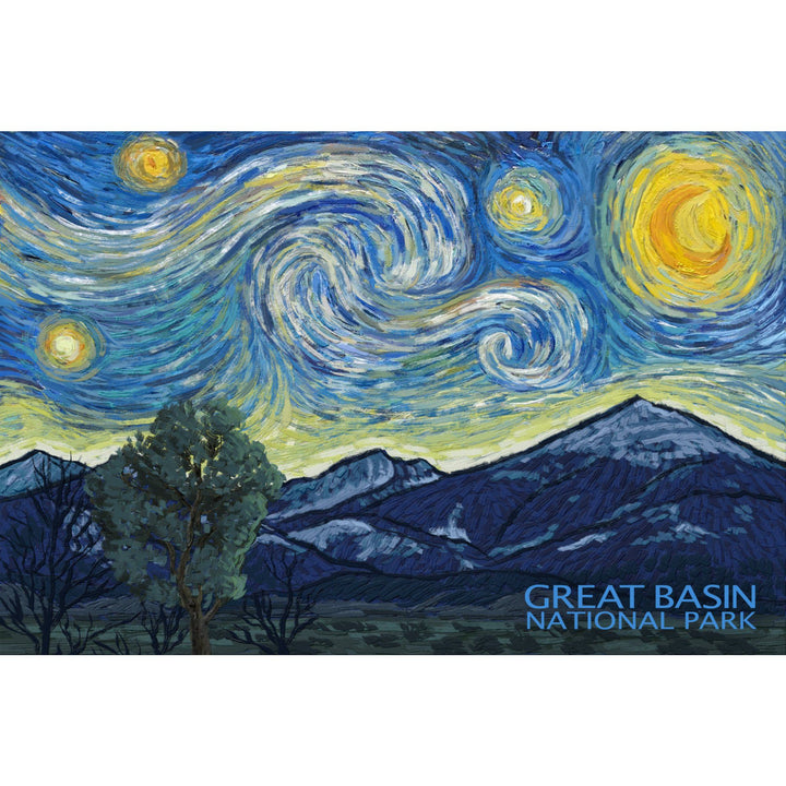 Great Basin National Park, Starry Night National Park Series, Lantern Press Artwork, Stretched Canvas - Lantern Press