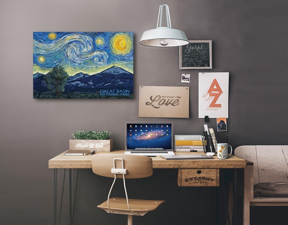 Great Basin National Park, Starry Night National Park Series, Lantern Press Artwork, Stretched Canvas - Lantern Press
