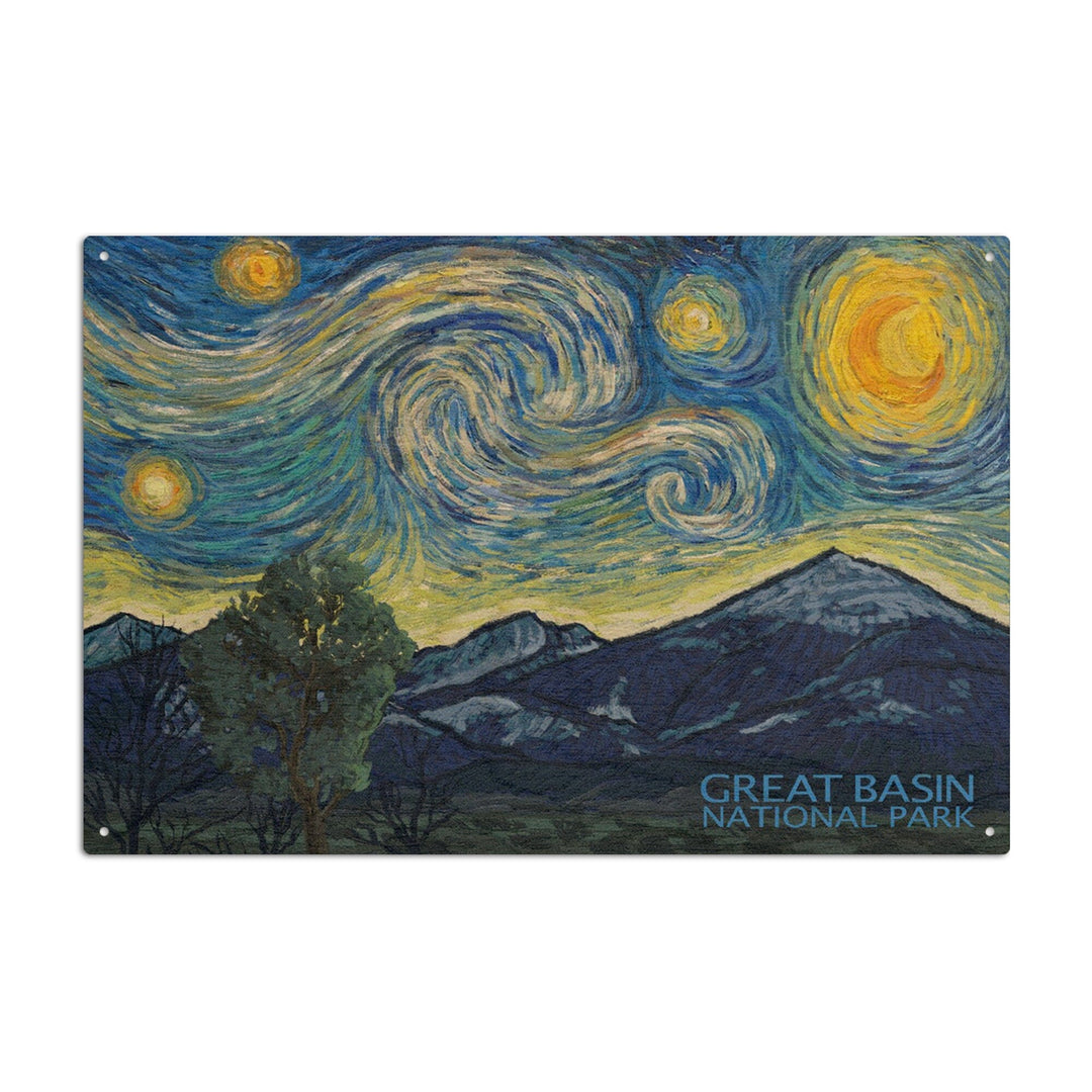Great Basin National Park, Starry Night National Park Series, Lantern Press Artwork, Wood Signs and Postcards - Lantern Press