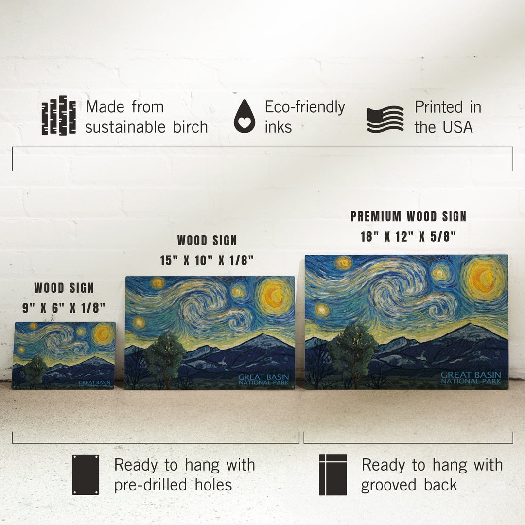 Great Basin National Park, Starry Night National Park Series, Lantern Press Artwork, Wood Signs and Postcards - Lantern Press