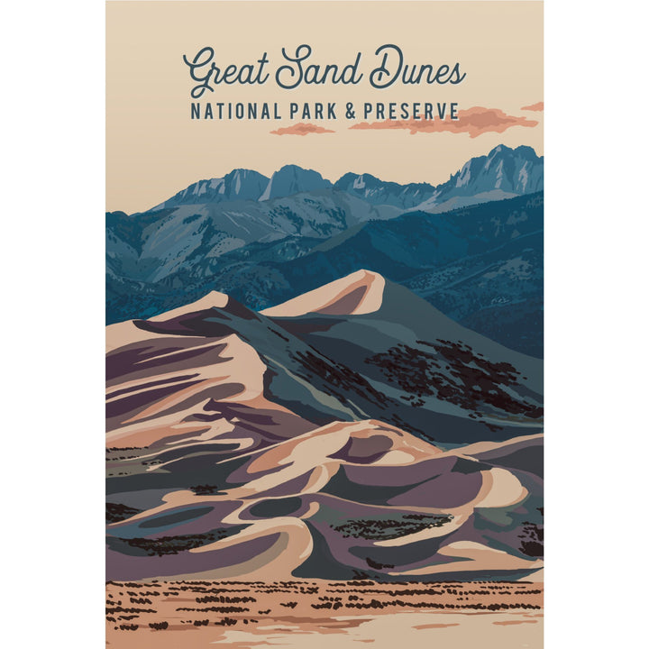 Great Sand Dunes National Park and Preserve, Colorado, Painterly National Park Series, Organic Cotton Kitchen Tea Towels - Lantern Press