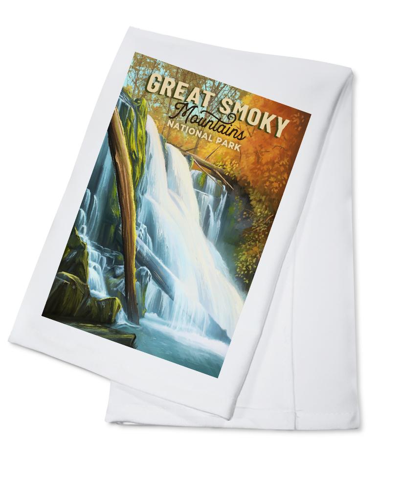 Great Smoky Mountains National Park, Tennessee, Oil Painting, Organic Cotton Kitchen Tea Towels - Lantern Press