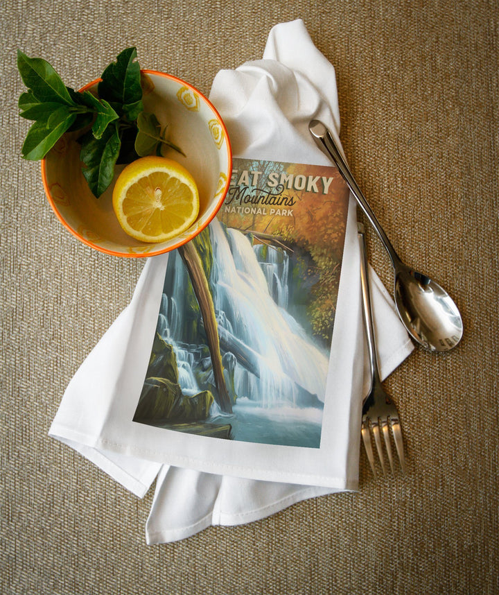 Great Smoky Mountains National Park, Tennessee, Oil Painting, Organic Cotton Kitchen Tea Towels - Lantern Press