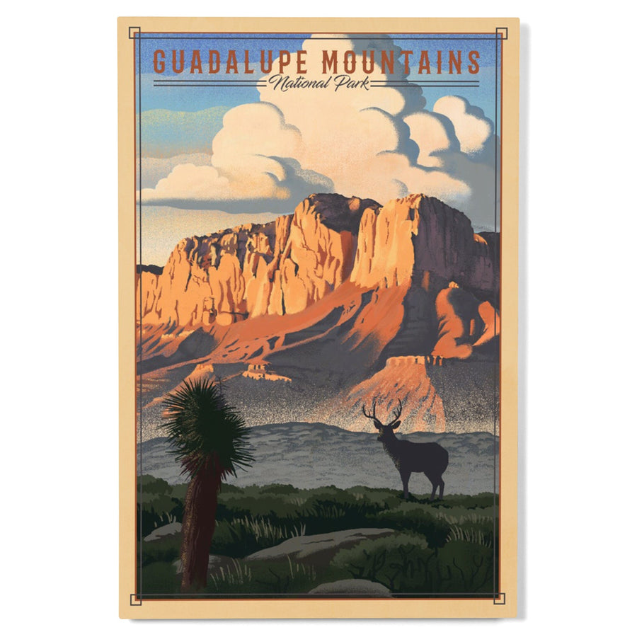 Guadalupe Mountains National Park, Texas, Lithograph National Park Series, Lantern Press Artwork, Wood Signs and Postcards - Lantern Press